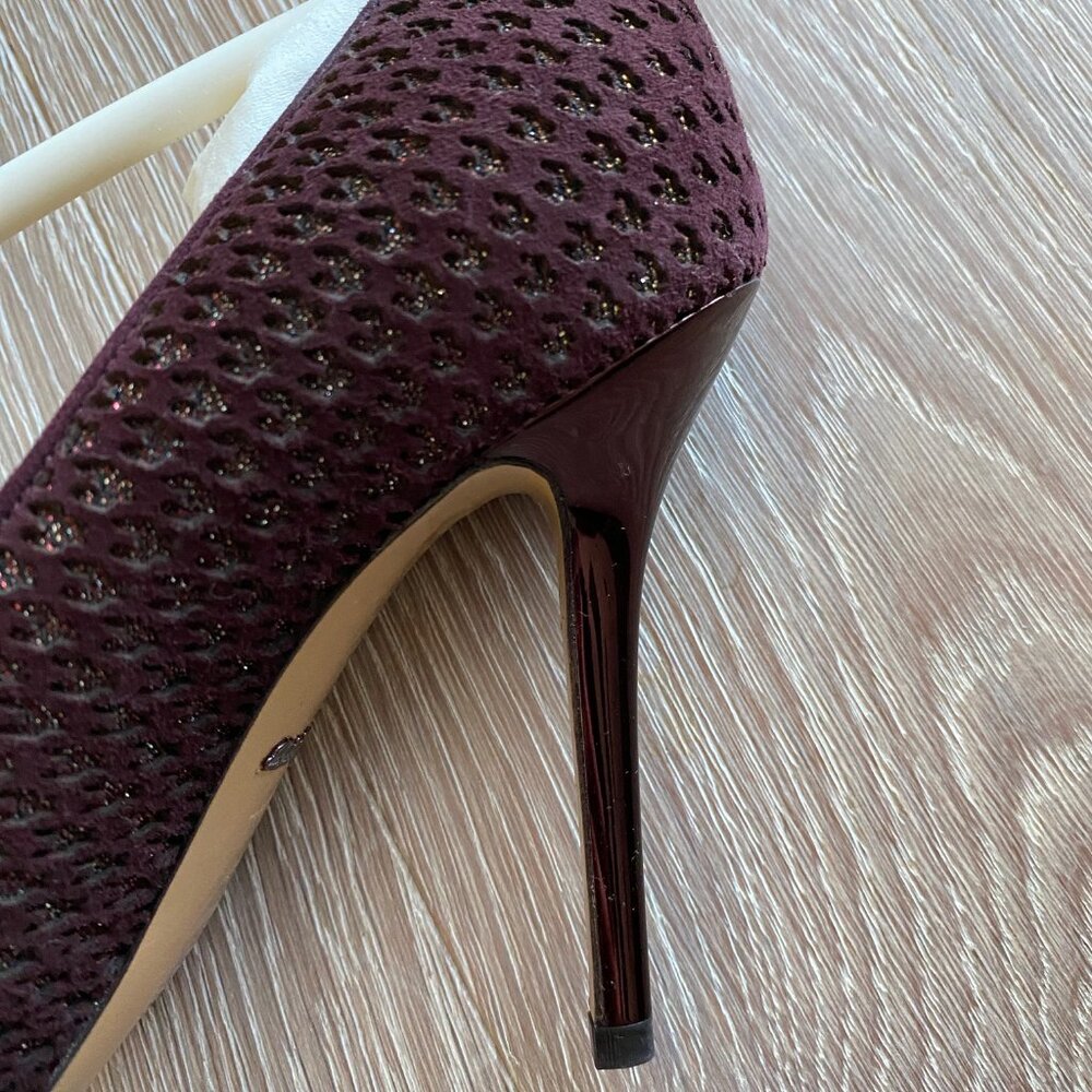 SALVATORE FERRAGAMO Susi Patch Burgundy Suede Pointy Toe Pumps Size 5.5 BNWT - Picture 10 of 15